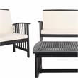 Pemberly Row Transitional Wood 4Pc Outdoor Set in Black / Beige