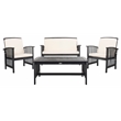 Pemberly Row Transitional Wood 4Pc Outdoor Set in Black / Beige