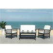 Pemberly Row Transitional Wood 4Pc Outdoor Set in Black / Beige