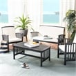 Pemberly Row Transitional Wood 4Pc Outdoor Set in Black / Beige