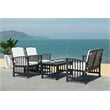 Pemberly Row Transitional Wood 4Pc Outdoor Set in Black / Beige