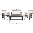 Pemberly Row Transitional Wood 4Pc Outdoor Set in Black / Beige
