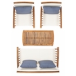 Pemberly Row Wood 4 Pc Outdoor Set in Natural / Beige / Navy / White