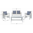 Pemberly Row Wood 4 Pc Outdoor Set in Gray / Beige/ Navy / White