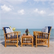 Pemberly Row Transitional Wood 4Pc Outdoor Set in Natural / Navy