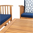 Pemberly Row Transitional Wood 4Pc Outdoor Set in Natural / Navy