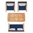 Pemberly Row Transitional Wood 4Pc Outdoor Set in Natural / Navy
