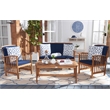 Pemberly Row Transitional Wood 4Pc Outdoor Set in Natural / Navy