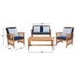 Pemberly Row Transitional Wood 4Pc Outdoor Set in Natural / Navy