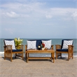 Pemberly Row Transitional Wood 4Pc Outdoor Set in Natural / Navy