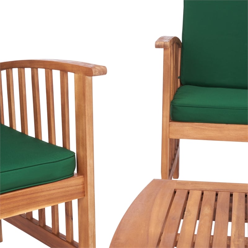 Pemberly Row Transitional Wood 4Pc Outdoor Set in Natural / Green