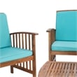 Pemberly Row Transitional Wood 4Pc Outdoor Set in Natural / Aqua