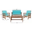 Pemberly Row Transitional Wood 4Pc Outdoor Set in Natural / Aqua