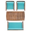 Pemberly Row Transitional Wood 4Pc Outdoor Set in Natural / Aqua