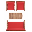 Pemberly Row Transitional Wood 4Pc Outdoor Set in Natural / Red