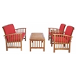 Pemberly Row Transitional Wood 4Pc Outdoor Set in Natural / Red