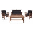 Pemberly Row Transitional Wood 4Pc Outdoor Set in Natural / Black