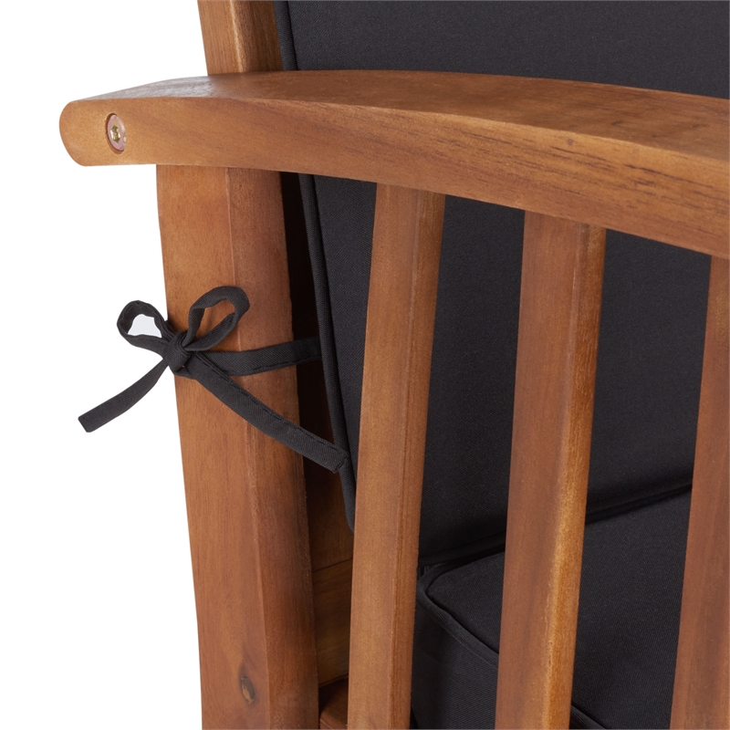 Pemberly Row Transitional Wood 4Pc Outdoor Set in Natural / Black