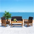 Pemberly Row Transitional Wood 4Pc Outdoor Set in Natural / Black
