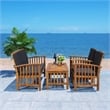 Pemberly Row Transitional Wood 4Pc Outdoor Set in Natural / Black