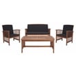 Pemberly Row Transitional Wood 4Pc Outdoor Set in Natural / Black