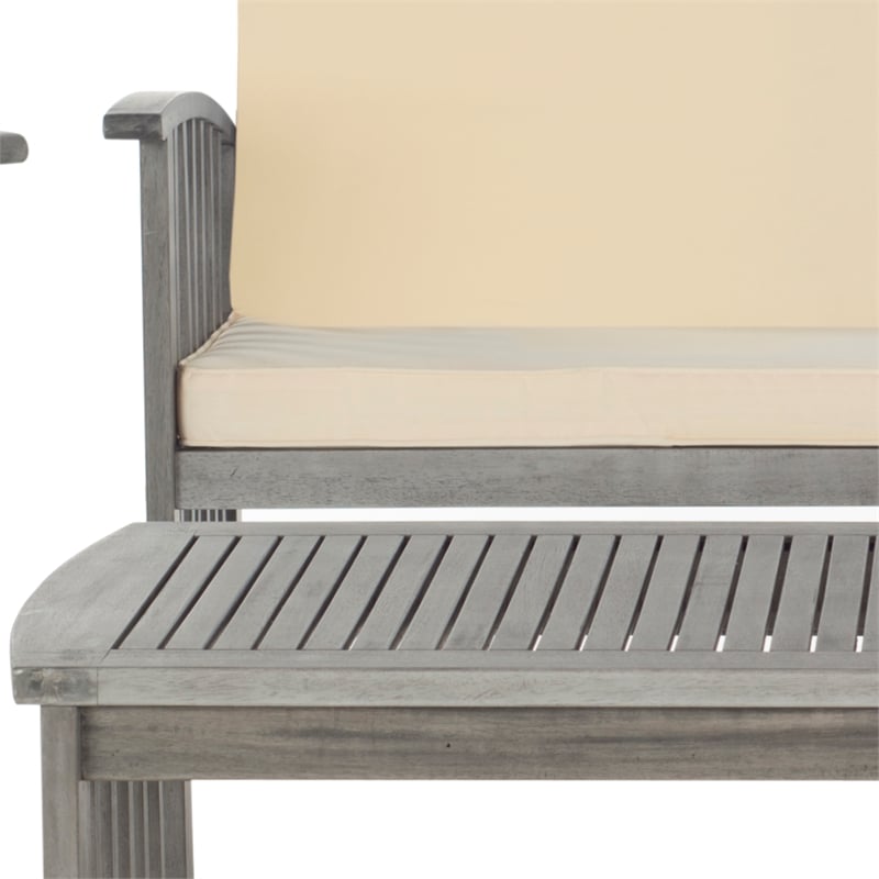 Pemberly Row Transitional Wood 4Pc Outdoor Set in Gray / Beige