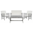 Pemberly Row Transitional Wood 4Pc Outdoor Set in Gray / Beige