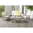 Pemberly Row Transitional Wood 4Pc Outdoor Set in Gray / Beige