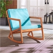 Pemberly Row Contemporary Wood Rocking Chair in Natural / Aqua