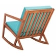 Pemberly Row Contemporary Wood Rocking Chair in Natural / Aqua
