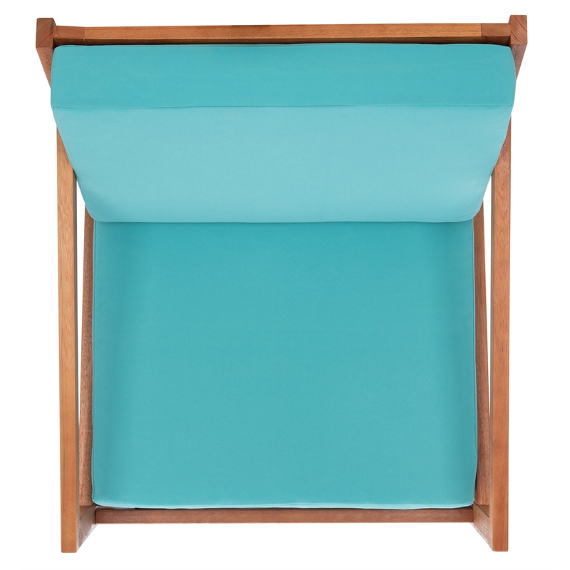 Pemberly Row Contemporary Wood Rocking Chair in Natural / Aqua