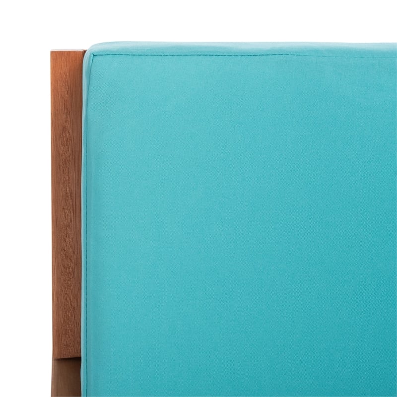 Pemberly Row Contemporary Wood Rocking Chair in Natural / Aqua