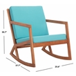 Pemberly Row Contemporary Wood Rocking Chair in Natural / Aqua