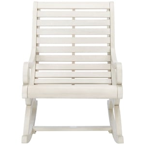 Pemberly Row Coastal Eucalyptus Wood Rocking Chair in White Finish