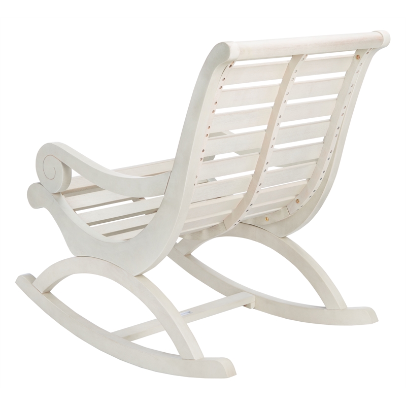 Pemberly Row Coastal Eucalyptus Wood Rocking Chair in White Finish