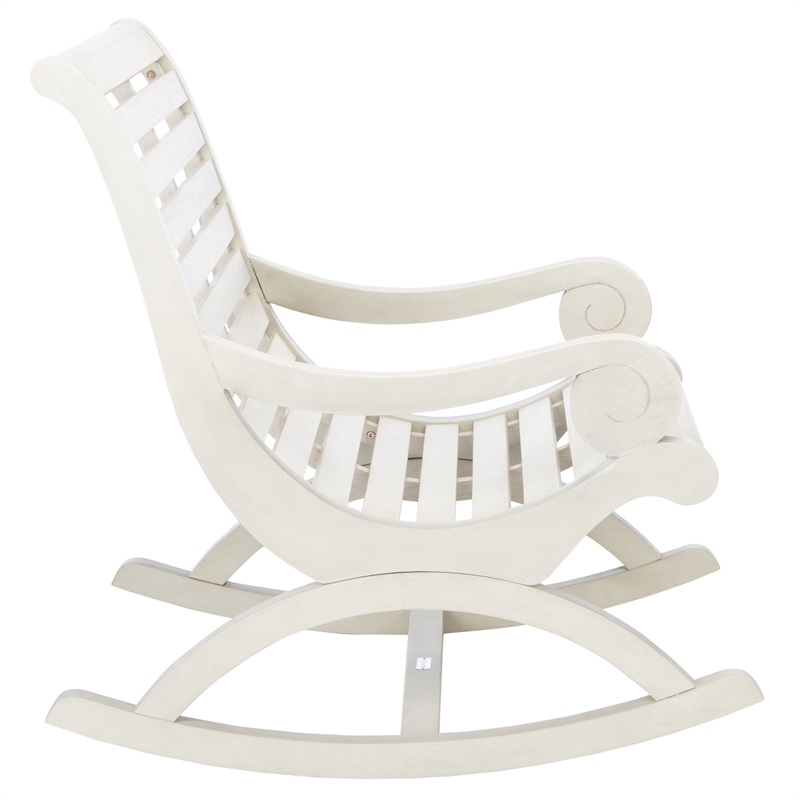 Pemberly Row Coastal Eucalyptus Wood Rocking Chair in White Finish