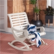 Pemberly Row Coastal Eucalyptus Wood Rocking Chair in White Finish