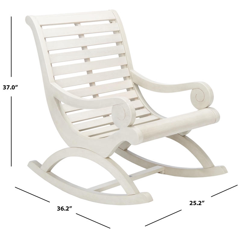 Pemberly Row Coastal Eucalyptus Wood Rocking Chair in White Finish