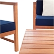 Pemberly Row Contemporary 4 Piece Patio Sofa Set in Teak Brown and Navy