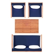 Pemberly Row Contemporary 4 Piece Patio Sofa Set in Teak Brown and Navy
