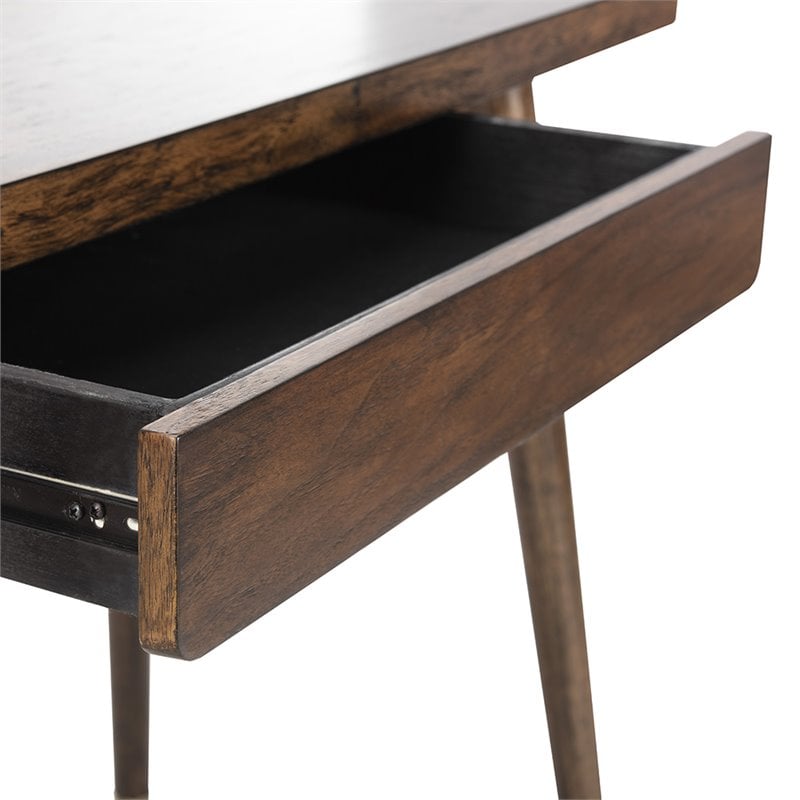 Pemberly Row Contemporary Writing Desk in Dark Walnut and Gold