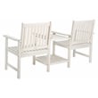 Pemberly Row Contemporary Wood Twin Seat Bench in White Finish
