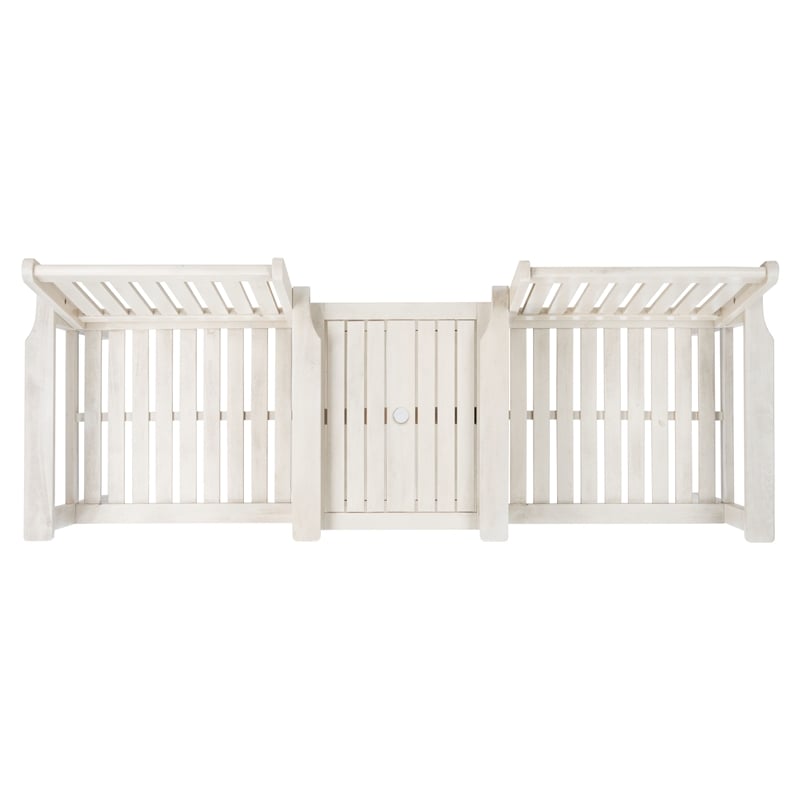 Pemberly Row Contemporary Wood Twin Seat Bench in White Finish