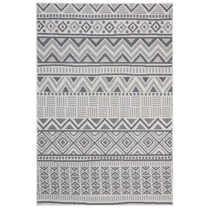 Pemberly Row Contemporary Polypropylene 4' x 6' Rug in Cream and Navy