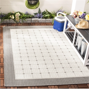 Pemberly Row Polypropylene 6'7&quot Square Rug in Gray and Ivory
