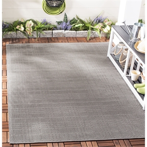 Pemberly Row Contemporary Polypropylene 6'7&quot Square Rug in Gray