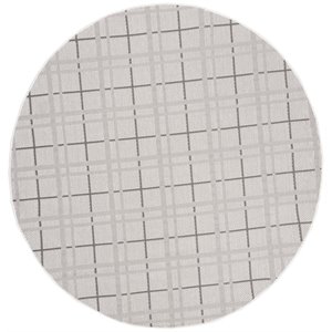 Pemberly Row Contemporary Polypropylene 6'7&quot Round Rug in Ivory and Gray