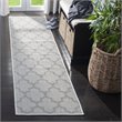 Pemberly Row Polypropylene 2' x 8' Runner Rug in Ivory and Light Gray
