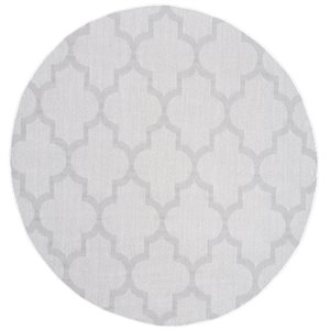 Pemberly Row Polypropylene 6'7&quot Round Rug in Ivory and Light Gray