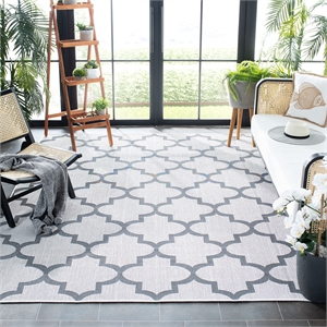 Pemberly Row Polypropylene 6'7&quot Square Rug in Ivory and Gray